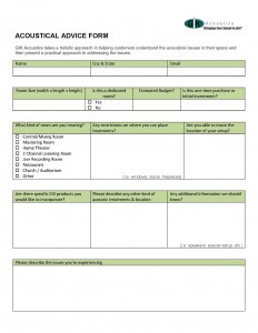 ACOUSTICAL ADVICE FORM