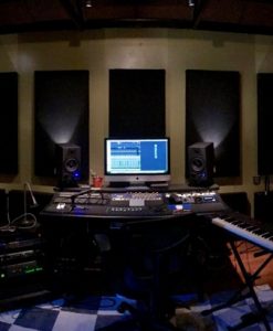 GIK Acoustics Bonzi Recording studio with PolyFusors sound diffusers in the studio