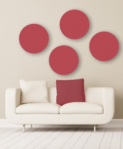 GIK Acoustics circle acoustic panels pitlochry red with couch