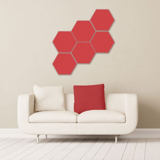 GIK ACoustics hexagon acoustic panel small red color above couch